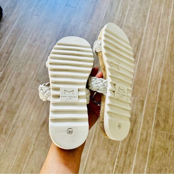 Marc Fisher Jaime, White Braided Leather Sandals. - Picture 4 of 6